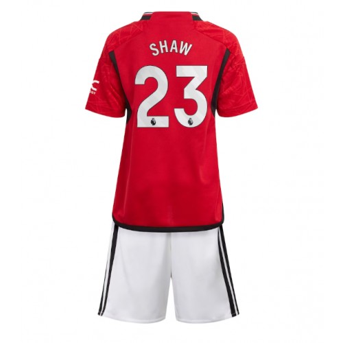 Maillot de foot Manchester United Luke Shaw #23 Domicile enfant 2023-24 Manches Courte (+ pantalon court)
